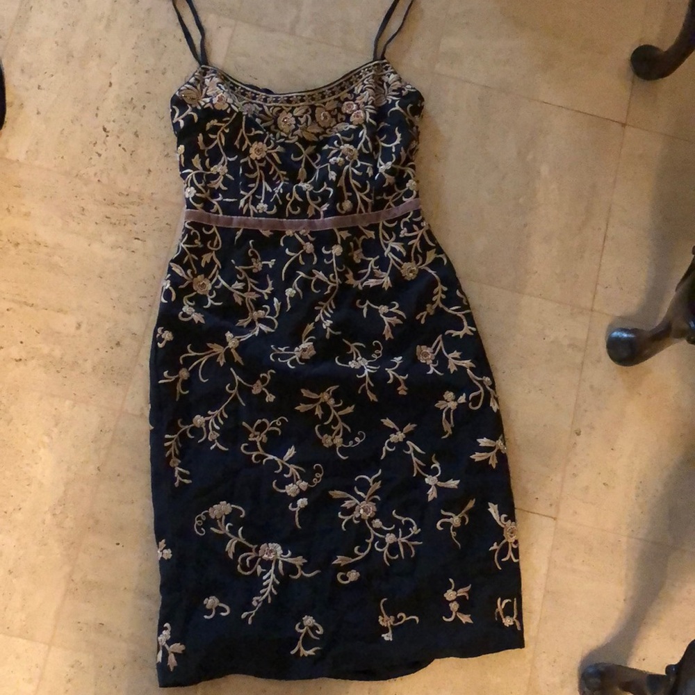 Navy dress with flower detail